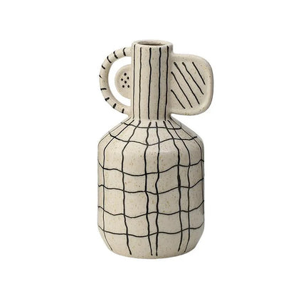 DecorBites™ Geometric Line Ceramic Vase Flowerpot Tray Home Decor Accessory