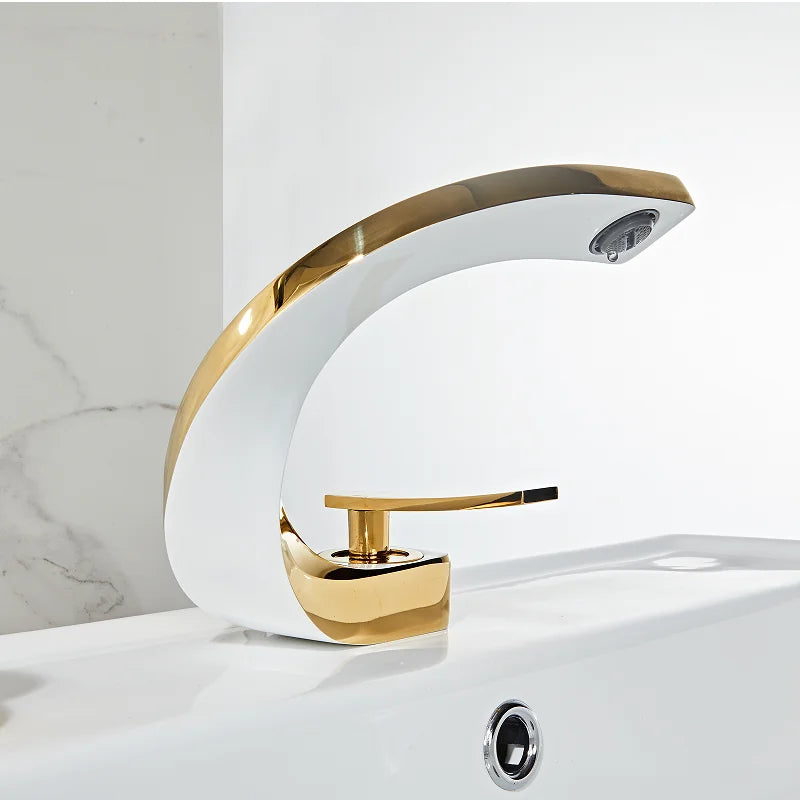Gold White Basin Faucet