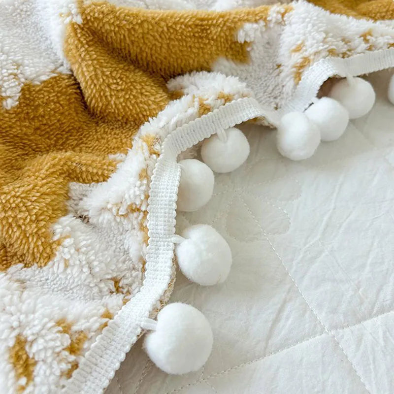 Decorbites™ Jacquard Flauschiger Ball-Spitzen-Decke | Doppelseitig Flauschig Warme Sofabezug