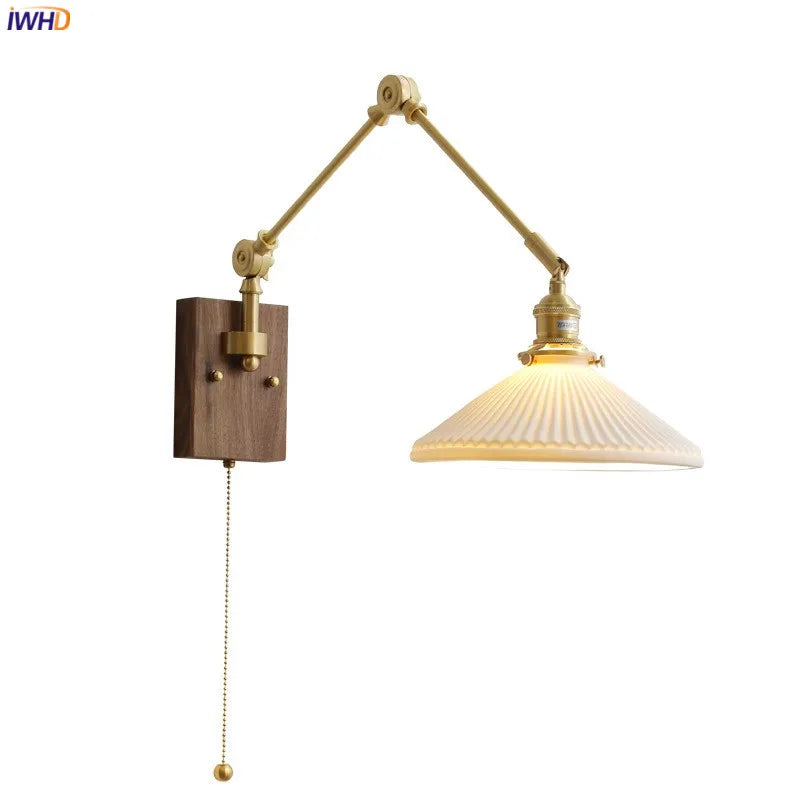 DecorBites™ Copper Wall Lamp with Pull Chain Switch, Nordic Design, LED Bulb, Ceramic Lampshade