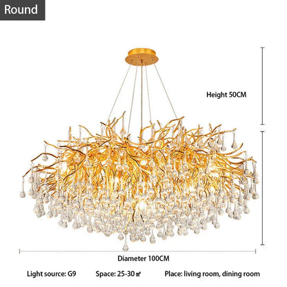 DecorBites™ Crystal Tree Branch Chandelier: Luxury LED Pendant Light for Elegant Living Spaces
