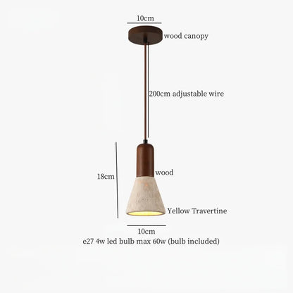 Decorbites™ Japanisches Vintage-LED-Pendant-Licht, Gelber Travertin Wabi-Sabi Hängelampe