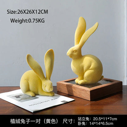 Decorbites™ Abstrakte Hasen-Figuren: Flauschige Hasen-Resin-Kunst-Dekorationsornamente
