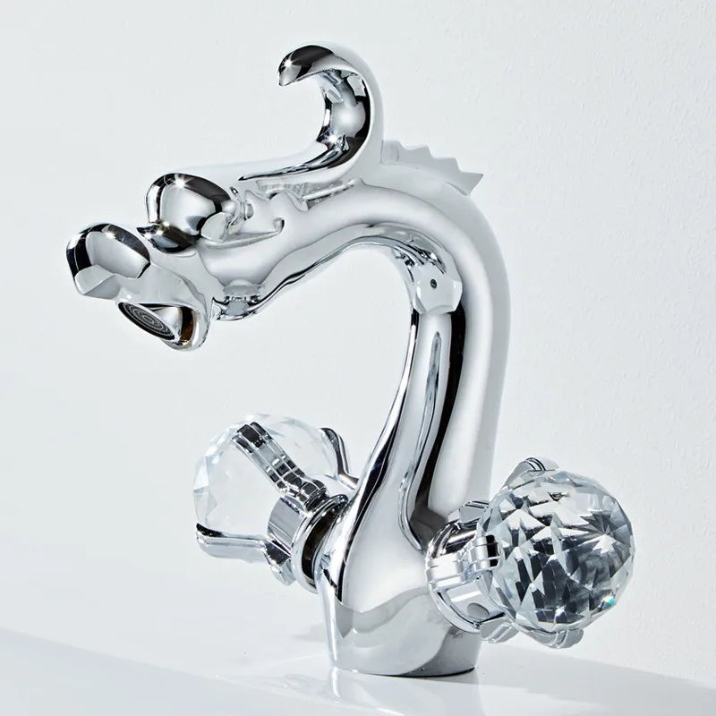 Gold Crystal Basin Faucet With Double Handles