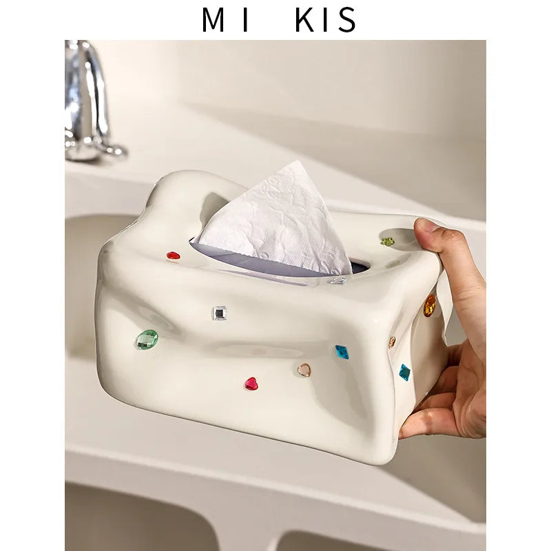 Decorbites™ Herz-Edelstein-Tissuebox & Papiertuchhalter: Desktop-Aufbewahrung & Heimdekoration