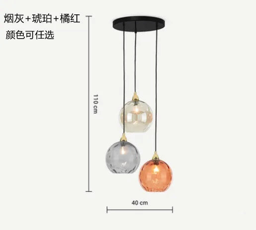 Nordic Water Grain Colored Glass Globe Pendant Light