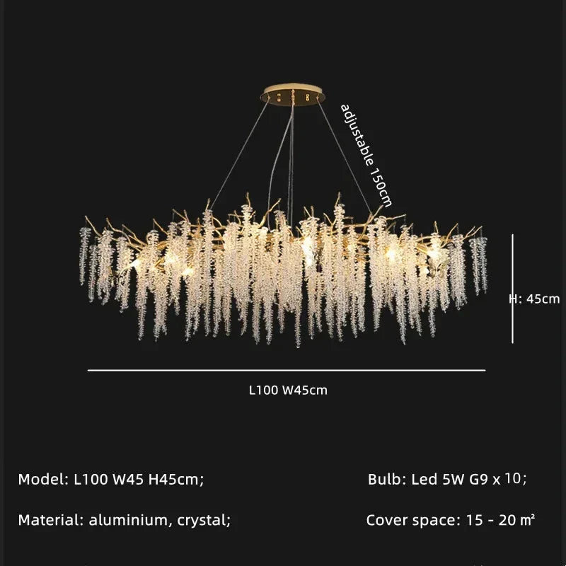 Gold Branch Aluminum Pendant Light 14-Light