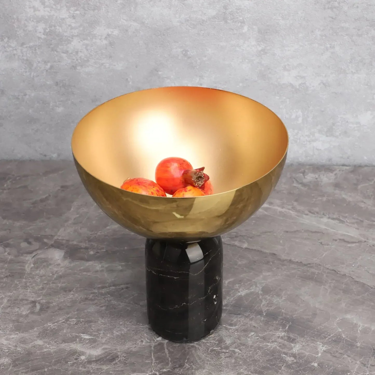 Decorbites™ Goldene Frucht-Schale Metall-Handwerkskunst mit Marmor-Basis Aufbewahrungsbehälter-Tablett