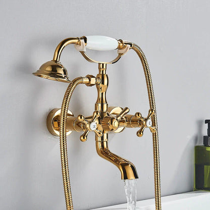 Decorbites™ Golden Schwarzer Badewannenarmatur mit Handbrause und drehbarem Auslauf