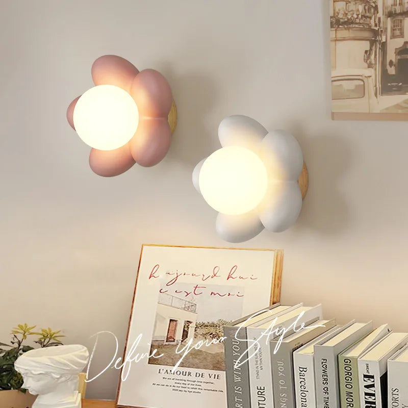 Decorbites™ Kinder Blüten Harz Wandlampe LED G9 Birne Weiß Rosa Kreative Schlafzimmerdekoration