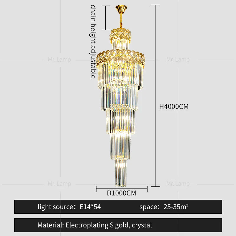 DecorBites™ Light Luxury Crystal Chandelier for Elegant Villa Living Room & Hotel Lobby