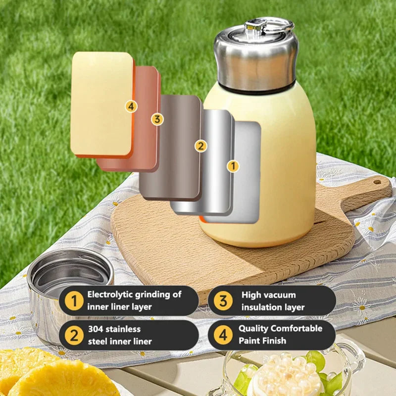 DecorBites™ 300ml Mini Coffee Vacuum Flask Stainless Steel Travel Water Bottle