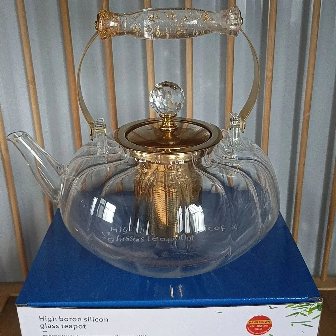 Decorbites™ Bernstein-Glas-Teekanne-Filter, hitzebeständig, kürbisgeformt, ideal zum Kochen und Aufbrühen von Tee