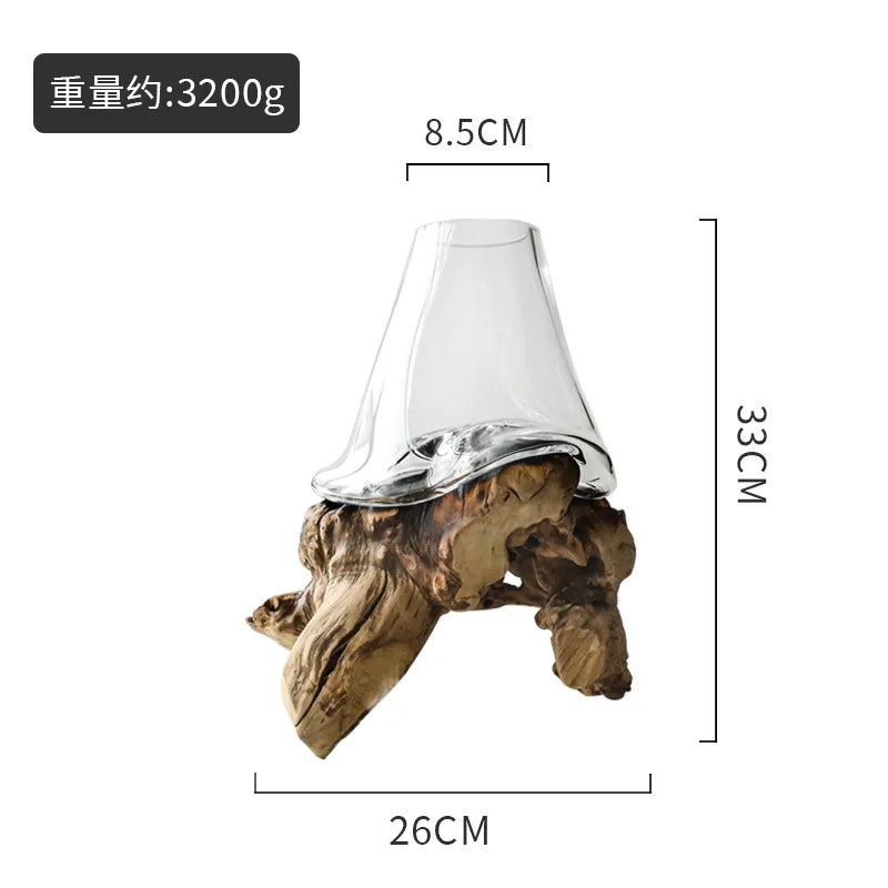 Decorbites™ Glas-Bonsai-Vase Hydroponik-Töpfe Kunst Holzrahmen Heimdekoration