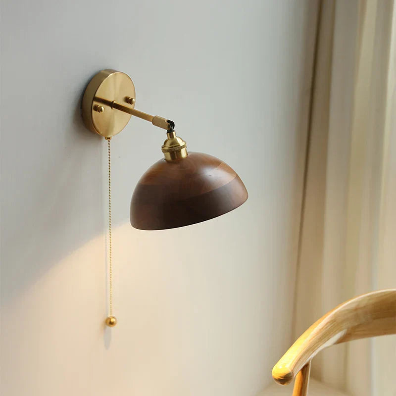 Decorbites™ LED Wandleuchte aus Walnussholz mit Zugschalter Moderner japanischer Stil Spiegelleuchte