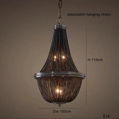 Decorbites™ Schwarze Aluminium-Ketten-Quaste-Hängeleuchte - Dimmbare Klassische Kronleuchter