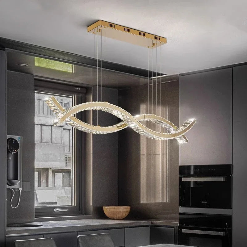 Decorbites™ Kristall-Streifen-Kronleuchter: Modernes minimalistisches Deckenlicht für künstlerische Innenraumbeleuchtung