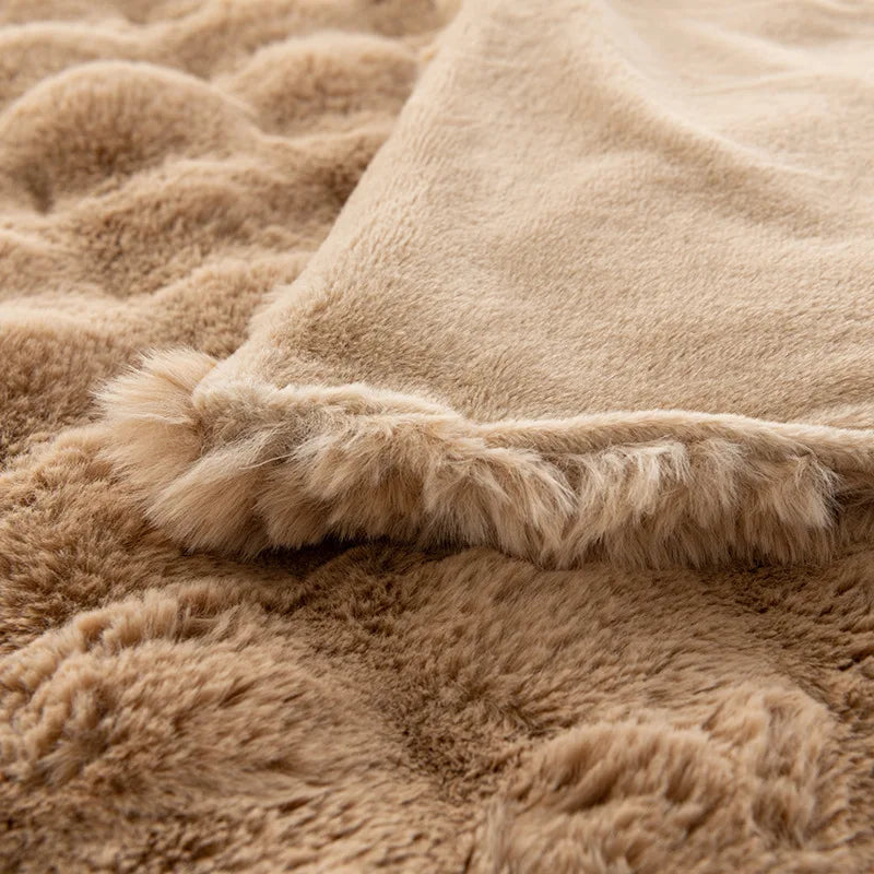 DecorBites™ Cozy Faux Rabbit Velvet Blanket for Office Nap – Twin Size Luxurious Solid Color Woolen Blanket
