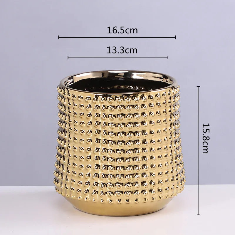 Gold Ceramic Succulent Vase