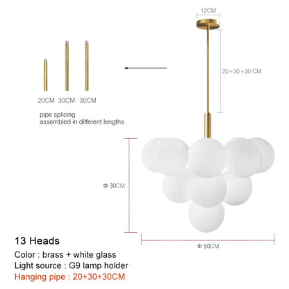 Decorbites™ Glas-Kugelleuchter-Hängeleuchte für Küche Wohnzimmer Schlafzimmer