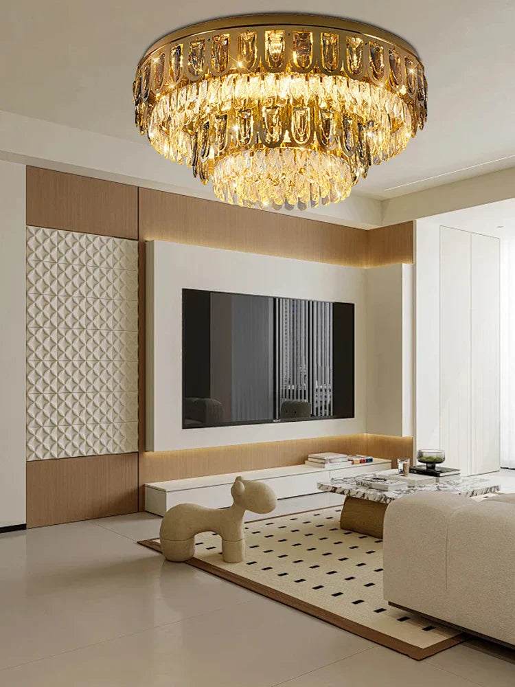 Decorbites™ Gold Kristall-Deckenleuchte: Luxuriöser Vintage-Kronleuchter für das Wohnzimmer