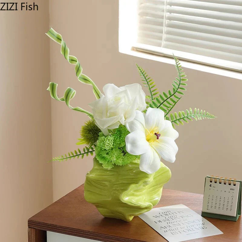 Green Ceramic Plant Vase