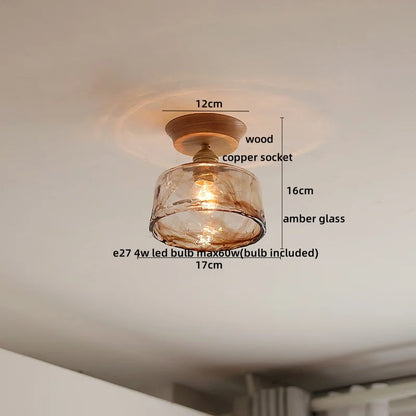DecorBites™ Glass Wood LED Ceiling Lamp for Home Lighting and Decoration