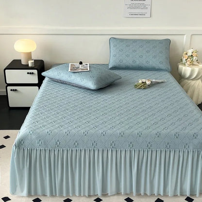 Decorbites™ Ice Bean Jacquard Bettrock-Set - 3 Teile, Sommergewaschene Matratzenauflage