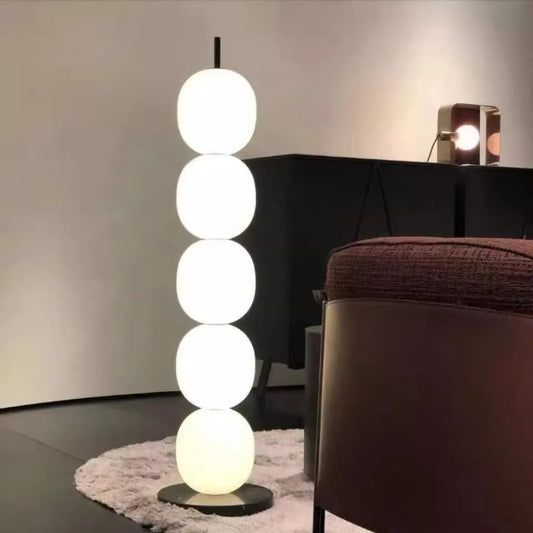 Decorbites™ Kürbis-Schnur-Stehlampe, Weißes Glas-Lampenschirm, Designer Nordisches Stehlicht