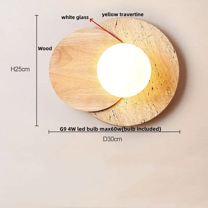 DecorBites™ LED Wall Lights Yellow Travertine Interior Home Decor Bedside Lamp