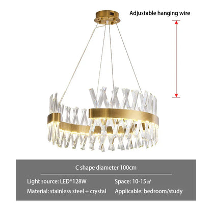 Decorbites™ Gold Metall S-förmige LED-Hängeleuchte für luxuriöse Wohn- und Essbereiche