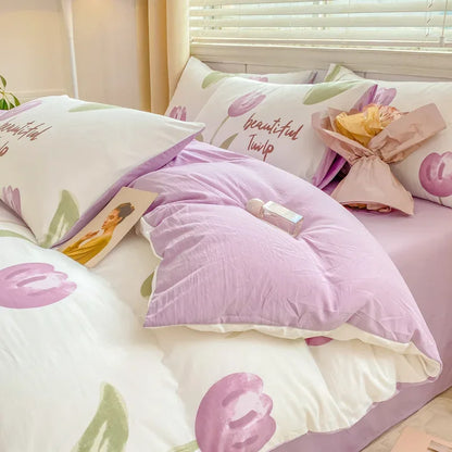Decorbites™ Doppel-Lagen-Garn-Gemütliches Bettwäsche-Set - Hochwertige gewaschene Baumwolle bedruckte Bettwäsche