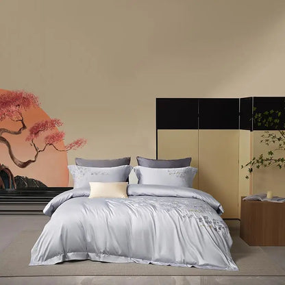 Decorbites™ Ägyptische Baumwoll-Blumenstickerei-Bettwäsche-Set 6-teilig Heimtextilien