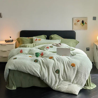 Decorbites™ Vollmatt Ant-Velours Winterbettwäsche-Set für Queensize-Bett Wärme Flauschige Decke