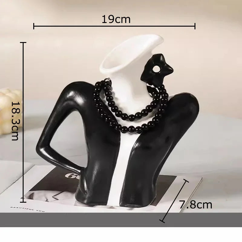 Decorbites™ Elegante Damen-Keramik-Vasenfigur Blumentopf Schreibtischdekoration Raumdekoration