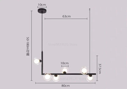Decorbites™ Glasball-LED-Kronleuchter: Moderne lange Pendelleuchte für Wohnzimmer und Geschäft