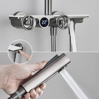 Decorbites™ Graue Thermostatische Digitale Duscharmatur mit Regensystem