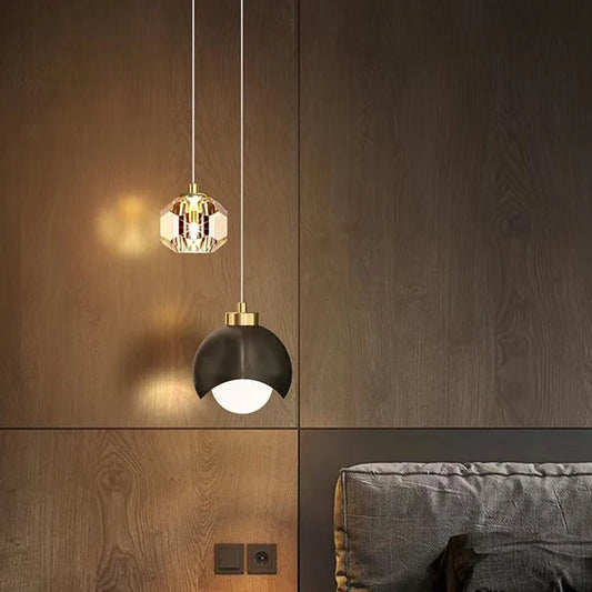 Modern Crystal Linear Pendant Light in Gold or Black