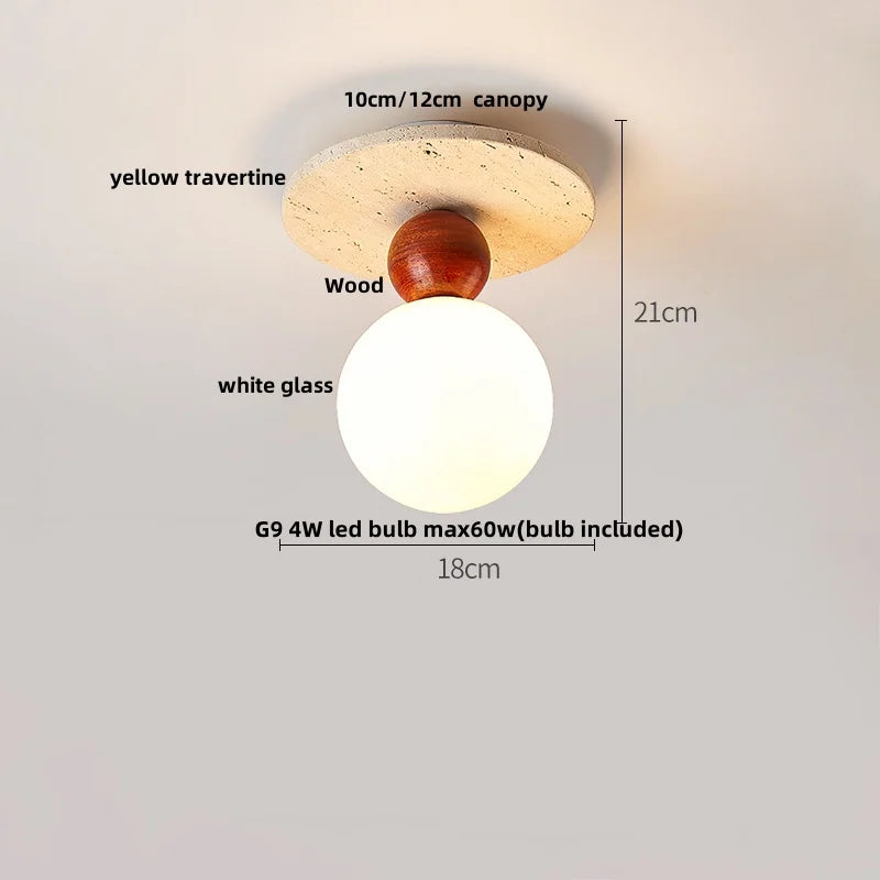 Decorbites™ LED Holz-Deckenleuchte: Natürlicher Gelber Travertin, Modernes Nordisches Design