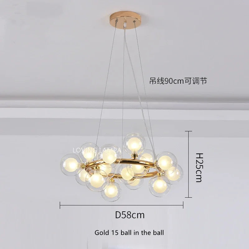 Decorbites™ Glas-Kugeln-LED-Hängelampe, moderne runde Design für Heimdekoration-Beleuchtung