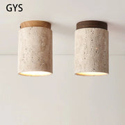 Decorbites™ Japanischer Stil Stein-Holz Rund-Deckenleuchte für Wohnzimmer und Flur