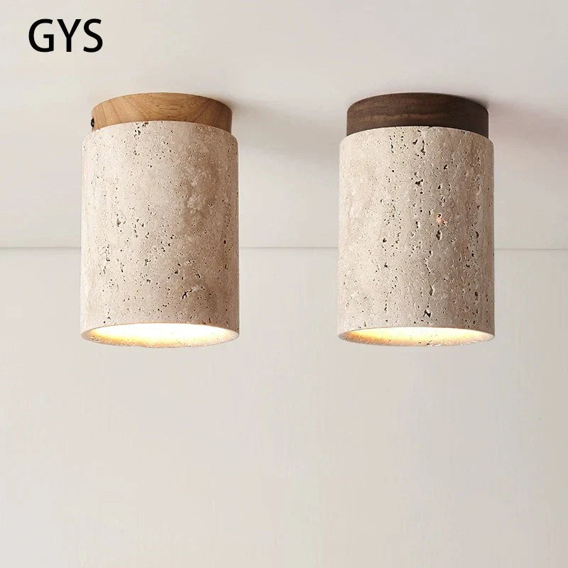 Decorbites™ Japanischer Stil Stein-Holz Rund-Deckenleuchte für Wohnzimmer und Flur