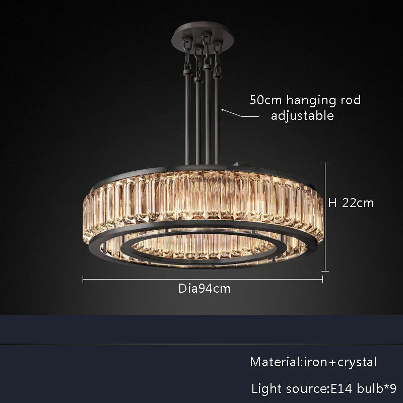DecorBites™ Gold Crystal Ceiling Chandelier LED Light Fixture for Luxury Home Decor