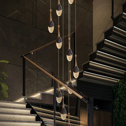 Decorbites™ Gold LED Treppenhaus-Kronleuchter: Elegantes Luxus-Großleuchter für das Wohnzimmer
