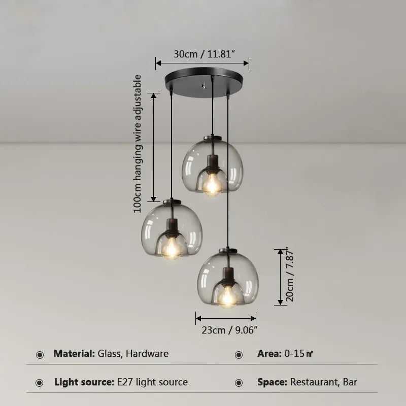 DecorBites™ Glass Ball LED Pendant Lights for Home, Office, and Restaurant Decor