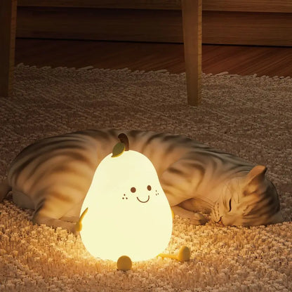 USB wiederaufladbares Nachtlicht Birne Silikon Nachtlichter Touch Sensor Schlafzimmer Nachttisch Katze Lampe mit Fernbedienung für Kinder Baby Geschenke 