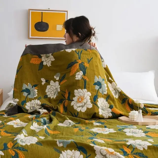 DecorBites™ Cotton Gauze Leisure Blanket - Soft Boho Decor for Beds & Sofas