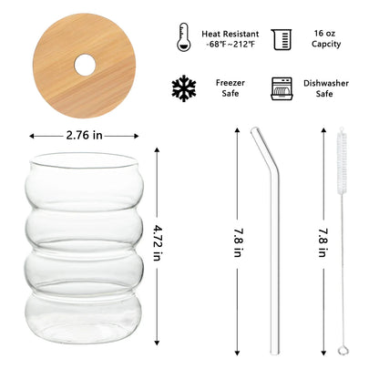 Decorbites™ Kreatives Glasbecher-Set mit Deckel und Trinkhalm – Perfekt für Partys