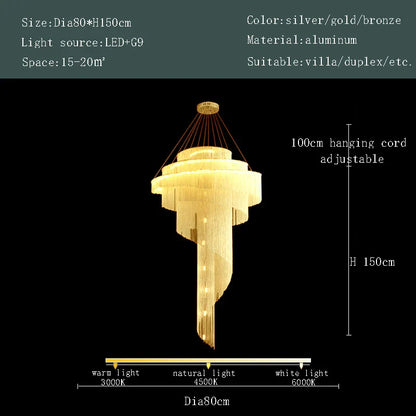 DecorBites™ Gold Tassel LED Chandelier for High Ceilings - Elegant Home Decor Lighting