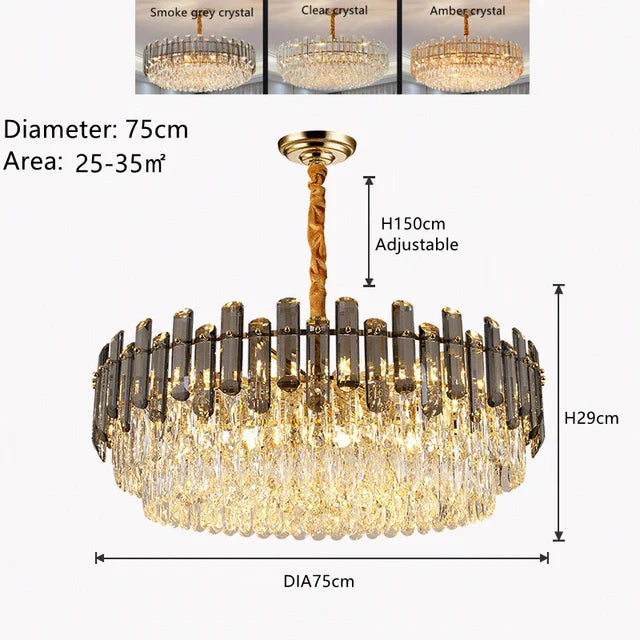 DecorBites™ K9 Crystal Modern Ceiling Chandelier for Living Room Lighting Fixture